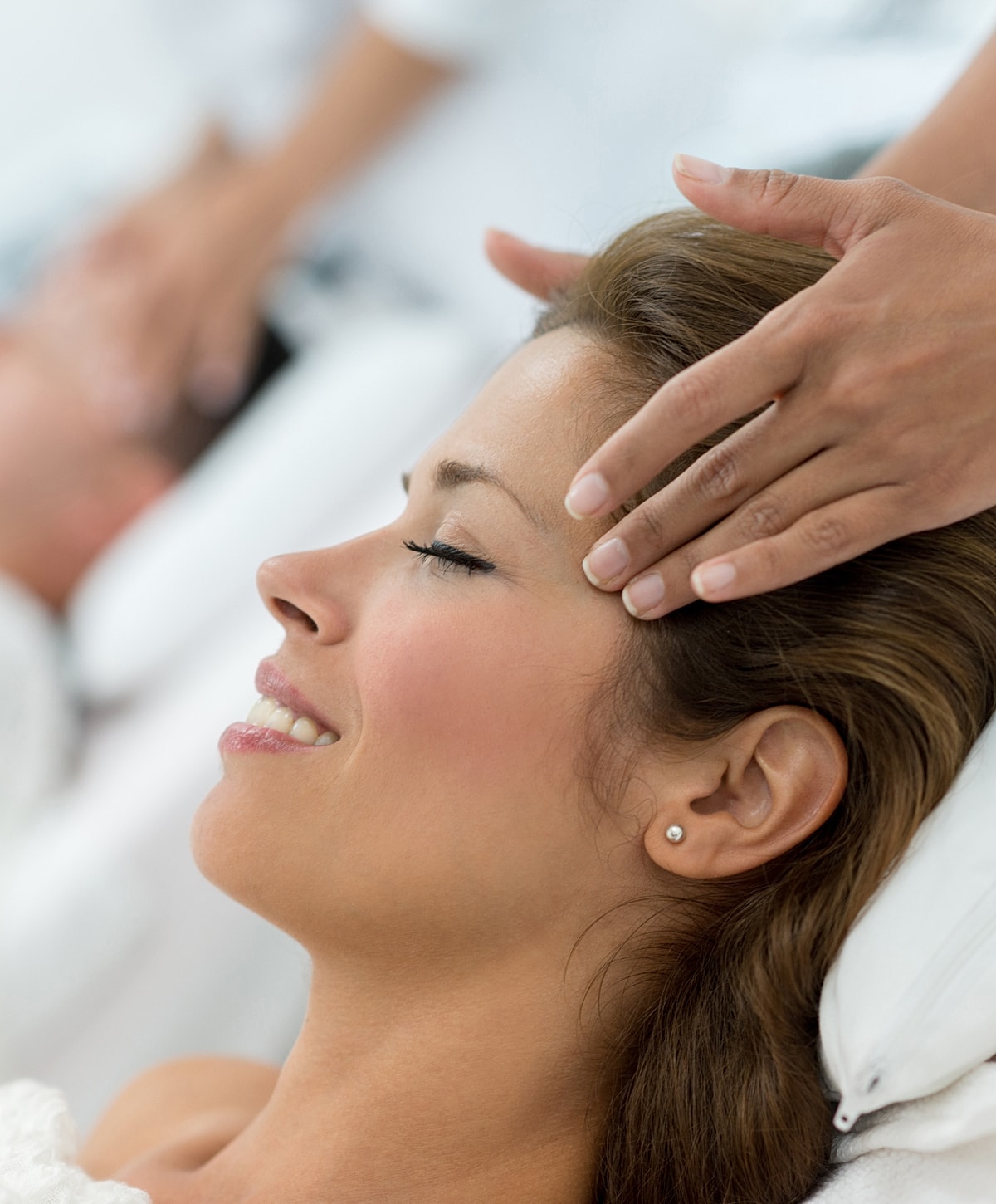 Skin care treatment in progress using a scalpel